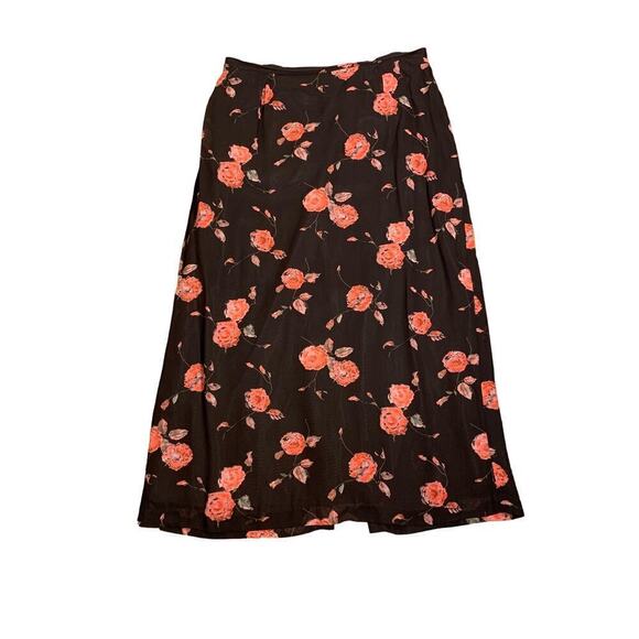 Petite Sophisticate Vintage Rose Brown Sheer A Line Maxi Skirt Size 14 - Picture 3 of 10